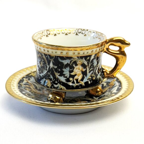 Japanese Vintage Set of 4 Hand Painted Demitasse Porcelain Teacups Saucers #6912 - Picture 7 of 15